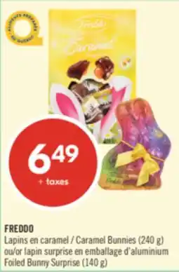 Pharmaprix FREDDO Caramel Bunnies (240 g) or Foiled Bunny Surprise (140 g) offer