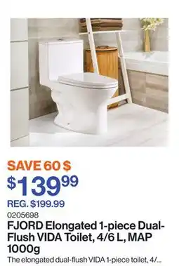 Patrick Morin Elongated 1-piece Dual-Flush VIDA Toilet, 4/6 L, MAP offer