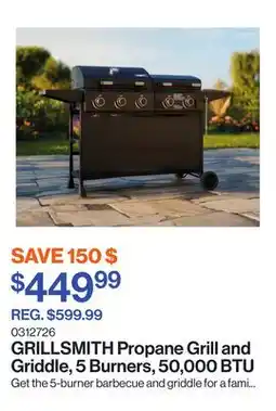 Patrick Morin Propane Grill and Griddle, 5 Burners, 50,000 BTU offer