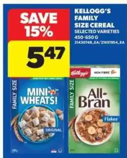 Real Canadian Superstore KELLOGG’S FAMILY SIZE CEREAL offer