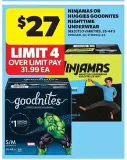 Real Canadian Superstore Ninjamas or Huggies Goodnites Nighttime Underwear offer