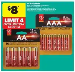 Real Canadian Superstore PC Batteries offer