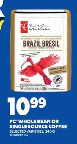 Real Canadian Superstore PC Whole Bean or Single Source Coffee offer