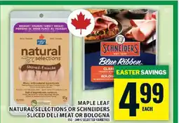 Food Basics Maple Leaf Natural Selections or Schneiders Sliced Deli Meat or Bologna offer