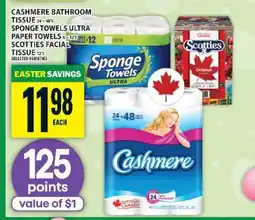 Food Basics Cashmere Bathroom Tissue, Sponge Towels Ultra, Scotties Facial Tissue offer
