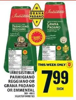 Food Basics Irresistible Parmigiano Reggiano or Grana Padano or Emmental offer