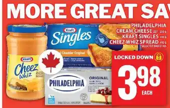 Food Basics Philadelphia Cream Cheese, Kraft Singles, Cheez Whiz Spread offer