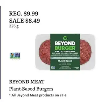 The Big Carrot BEYOND MEAT Plant-Based Burgers offer