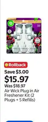 Walmart Air Wick Plug in Air Freshener Kit (2 Plugs + 5 Refills) offer