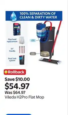 Walmart Vileda H2Pro Flat Mop offer
