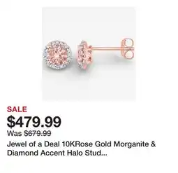 TSC Stores Jewel of a Deal 10KRose Gold Morganite & Diamond Accent Halo Stud Earrings offer