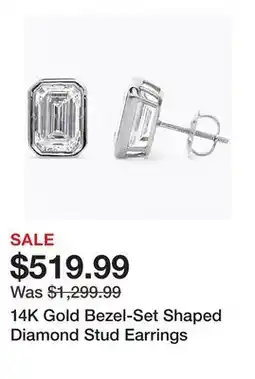 TSC Stores 14K Gold Bezel-Set Shaped Diamond Stud Earrings offer
