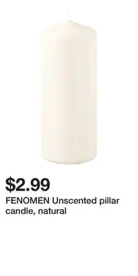 IKEA FENOMEN Unscented pillar candle, natural offer