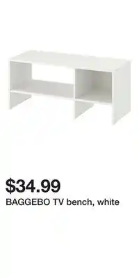 IKEA BAGGEBO TV bench, white offer