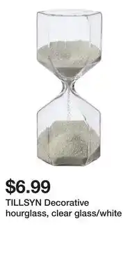 IKEA TILLSYN Decorative hourglass, clear glass/white offer