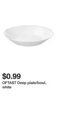 IKEA OFTAST Deep plate/bowl, white offer
