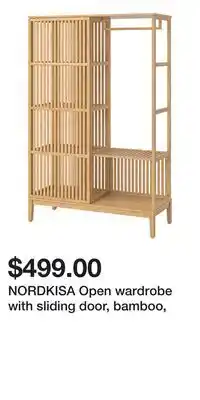 IKEA NORDKISA Open wardrobe with sliding door, bamboo offer