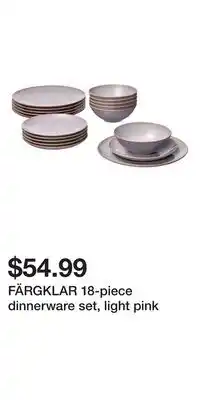 IKEA FÄRGKLAR 18-piece dinnerware set, light pink offer