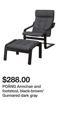 IKEA POÄNG Armchair and footstool, black-brown/Gunnared dark gray offer