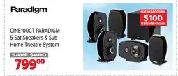 2001 Audio Video CINE100CT PARADIGM 5 Sat Speakers & Sub Home Theatre System offer