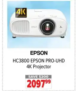 2001 Audio Video HC3800 EPSON PRO-UHD 4K Projector offer