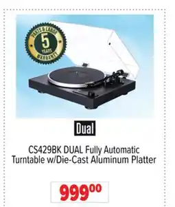 2001 Audio Video CS429BK DUAL Fully Automatic Turntable w/Die-Cast Aluminum Platter offer
