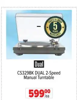 2001 Audio Video CS329BK DUAL 2-Speed Manual Turntable offer