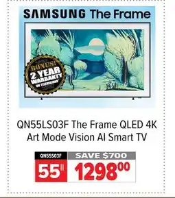 2001 Audio Video QN55LS03F The Frame QLED 4K Art Mode Vision AI Smart TV offer