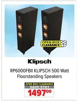 2001 Audio Video RP6000FBII KLIPSCH 500 Watt Floorstanding Speakers offer