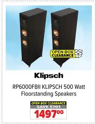 2001 Audio Video RP6000FBII KLIPSCH 500 Watt Floorstanding Speakers offer