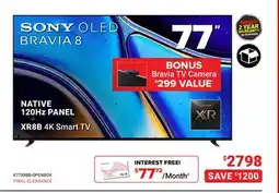 Visions Electronics SONY 120Hz PANEL XR8B 4K Smart TV 77 offer