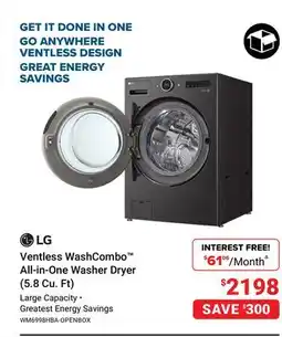 Visions Electronics LG Ventless WashCombo All-in-One Washer Dryer (5.8 Cu. Ft) offer