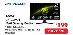 Visions Electronics MSI 27 MAG WQHD 180Hz 0.5ms 1500R Gaming Monitor offer