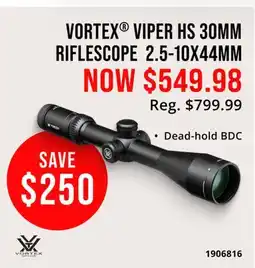 Cabela's VORTEX VIPER HS 30MM RIFLESCOPE 2.5-10X44MM offer