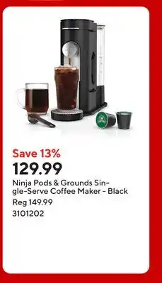 Staples Ninja Pods & Grounds Single-Serve Coffee Maker - Black offer