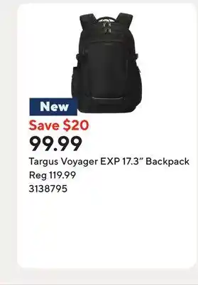 Staples Targus Voyager EXP 17.3 Backpack offer