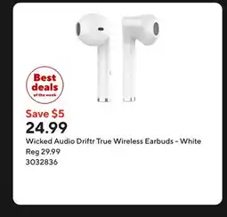 Staples Wicked Audio Driftr True Wireless Earbuds - White offer