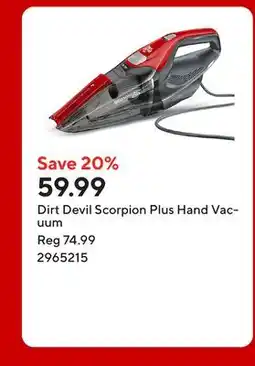 Staples Dirt Devil Scorpion Plus Hand Vacuum offer
