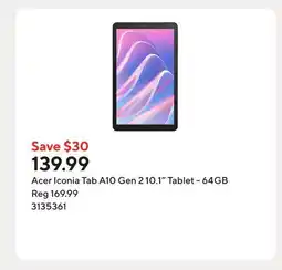 Staples Acer Iconia Tab A10 Gen 2 10.1 Tablet - 64GB offer