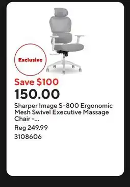 Staples Sharper Image S-800 Ergonomic Mesh Swivel Executive Massage Chair - Light Gray offer