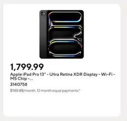Staples Apple iPad Pro 13 - Ultra Retina XDR Display - Wi-Fi - M5 Chip - 256 GB - Space Black offer