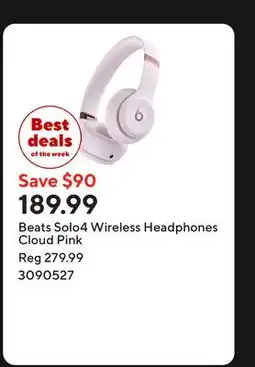 Staples Beats Solo4 Wireless Headphones Cloud Pink offer