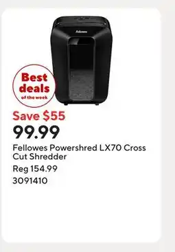 Staples Fellowes Powershred LX70 Cross Cut Shredder offer