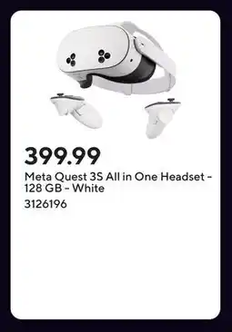 Staples Meta Quest 3S All in One Headset - 128 GB - White offer