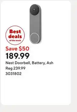 Staples Nest Doorbell, Battery, Ash offer