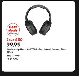 Staples Skullcandy Hesh ANC Wireless Headphones, True Black offer