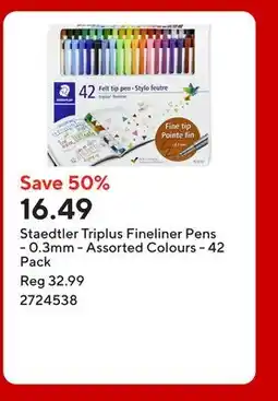 Staples Staedtler Triplus Fineliner Pens - 0.3mm - Assorted Colours offer