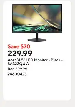 Staples Acer 31.5 LED Monitor - Black - SA322QU A offer