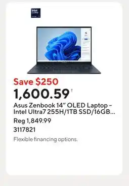 Staples Asus Zenbook 14 OLED Laptop - Intel Ultra7 255H/1TB SSD/16GB RAM/Windows 11 Home offer