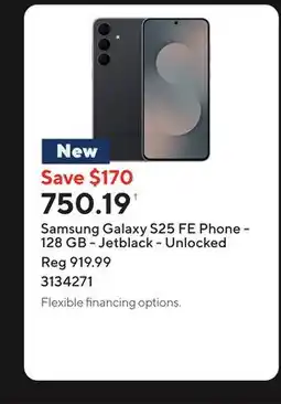 Staples Samsung Galaxy S25 FE Phone - 128 GB - Jetblack - Unlocked offer